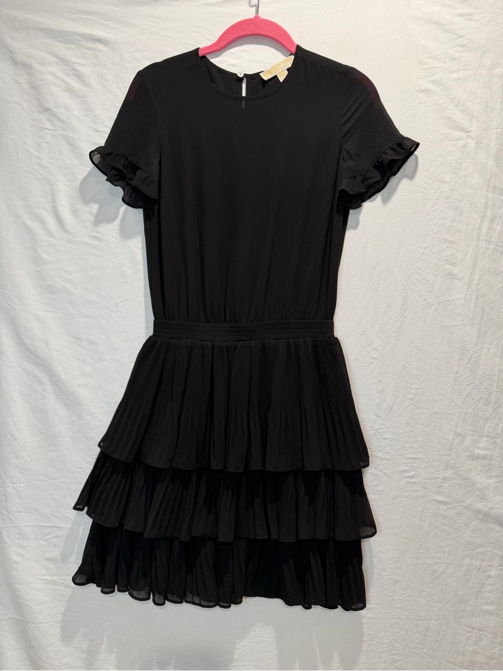 MICHAEL Michael Kors Black Tiered Ruffle Sleeve Mini Dress